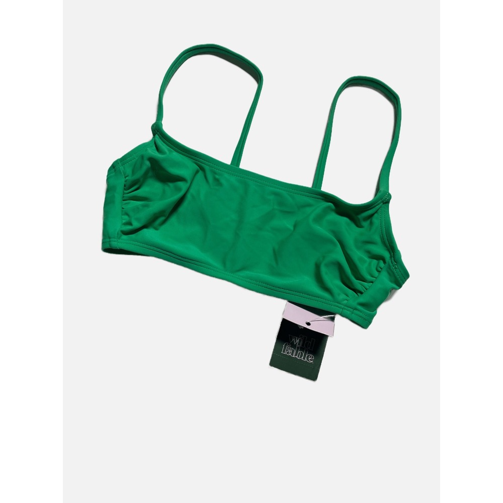Wild Fable Bikini Top Womens XXS Green Ruched Bralette Swim Minimalist Summer